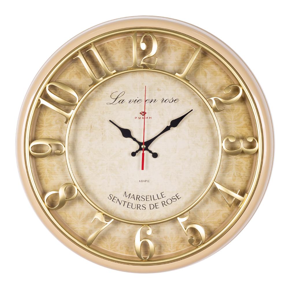 Часы настенные круг d=41 см,корпус бежев с зол 4141-001