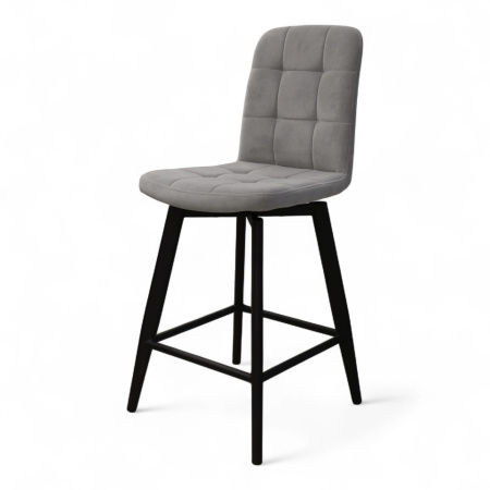 Стул Абсент NEW ПОЛУБАРНЫЙ Поворотный, Т180 светло-серый+нога 360F47 60см (черный)