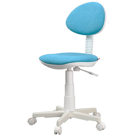 Кресло Логика (пластик WH,Ткань Candy biruza, О,PL 540, б/подл, ролик белый)