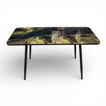 Стол обеденный Турин 110(+40)*70 Абстракция / черный