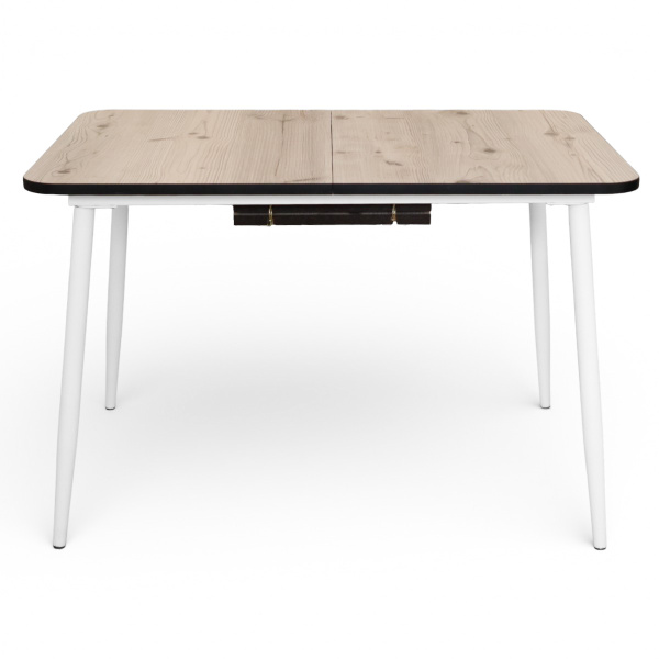 Стол Корсика,1200(+400)*800, бабочка,металл белый, пластик Биск.сосна, B1