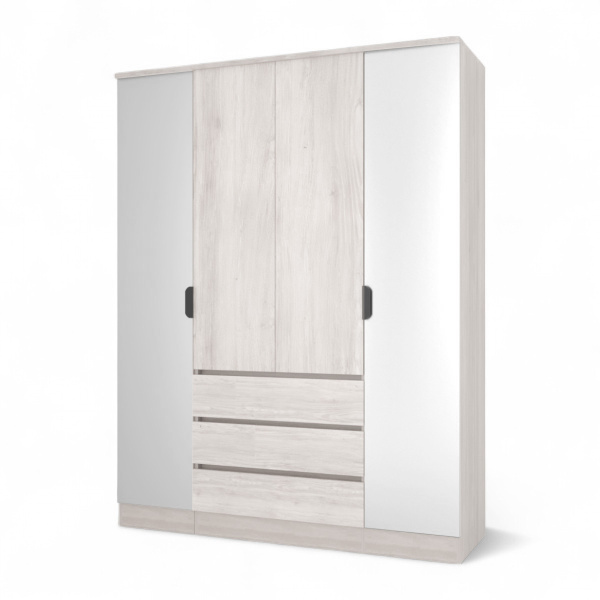 Шкаф ВЕНСЕН Сосна Лофт 4-х дв., 3 ящ, Зеркало / Сосна Лофт 