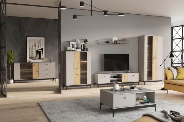 Комод Нордик Холодный серый/Дуб Артизан