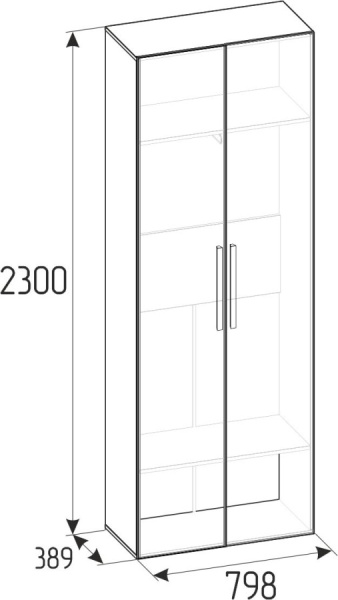 Nature 92 Шкаф для одежды 2-х дв/глухие фасады/ Ясень Анкор св-Черный