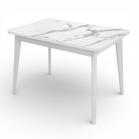 Стол Бриз-2 1100(390)*740 Пластик, 005 Венато (Мрамор белый), подстолье дерево,эмаль белая