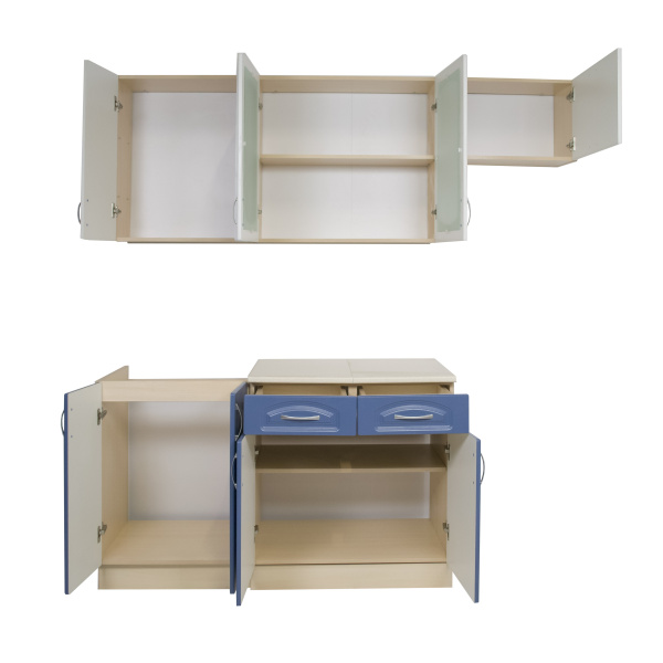 Кухонный гарнитур №1 бианко/деним 1,4м+столещник (без мойки)