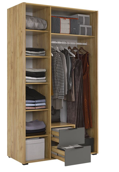 Шкаф 3-х дверный Адам Дуб крафт золотой/Графит